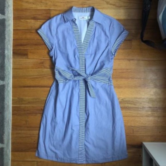 Tie Front Mix Stripe Shirt Seersucker Dress - Picture 6 of 6